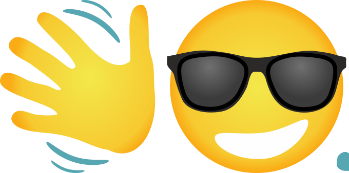 winkende Hand Smiley mit Sonnenbrille